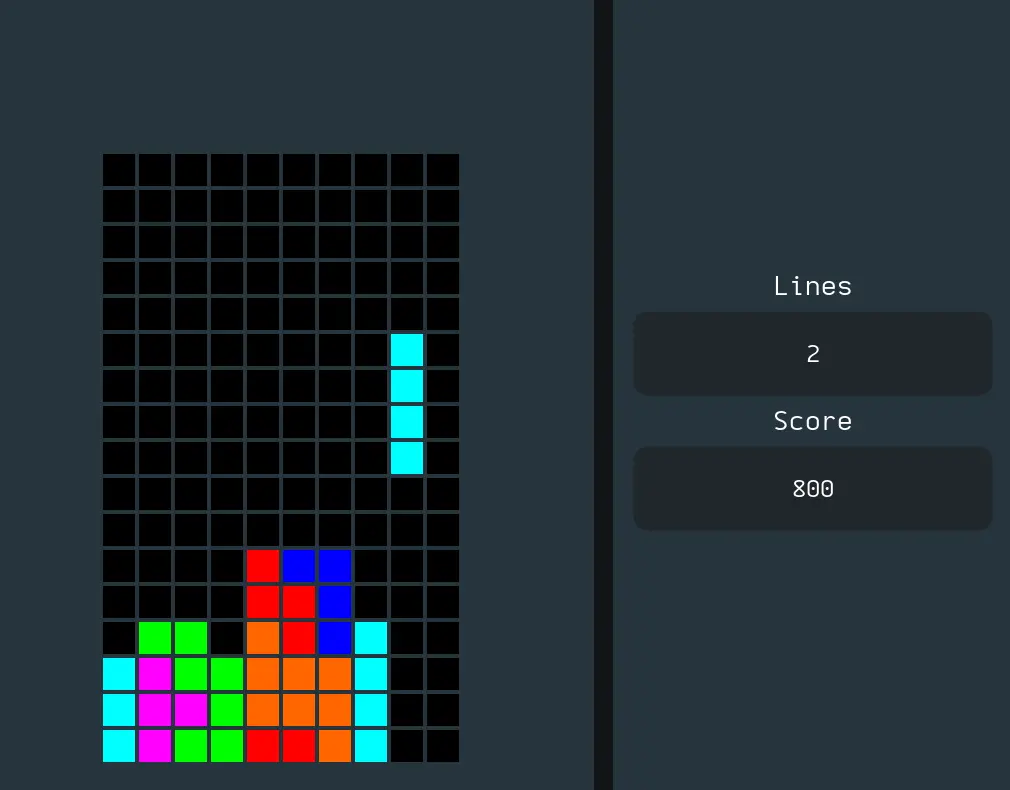 Screenshot of Tetris game